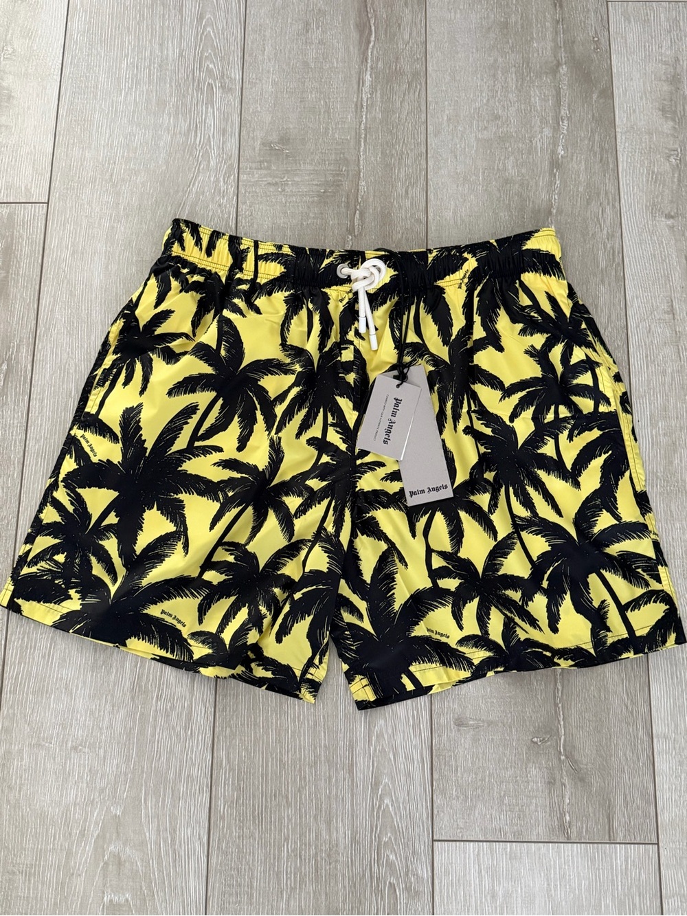 Palm Angels x Setai Yellow Swim Shorts with Black Palm Print men L